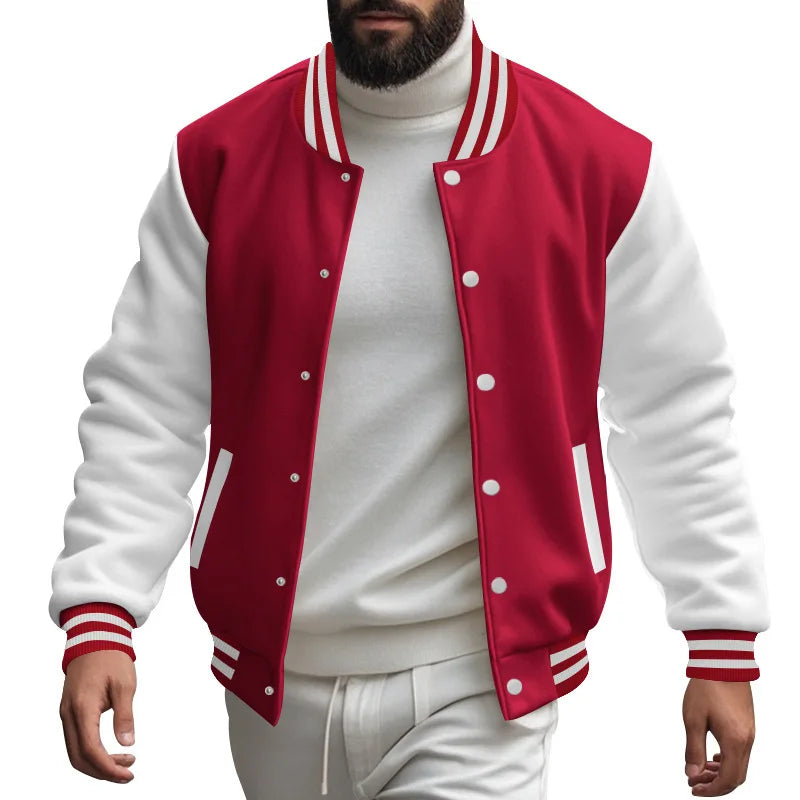 Cross-border men's autumn and winter flight jacket baseball jersey velvet loose casual stand-up jacket men