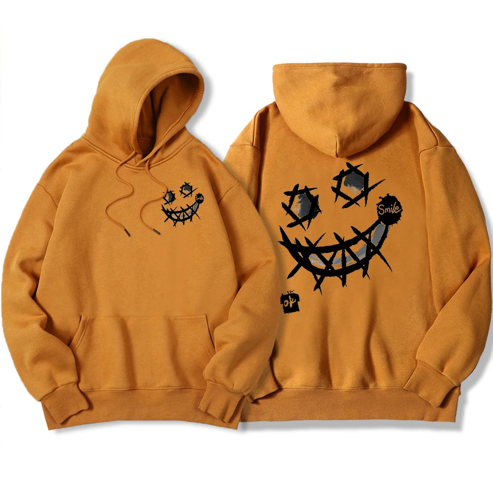 Por favor, sorriso, ok padrões interessantes moletom masculino harajuku moda com capuz quente casual hoodies outono oversize topos