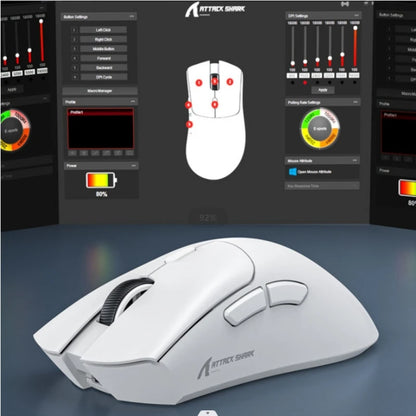 Mouse sem fio Attack Shark R1 18000dpi, 1000 Hz PAW3311, conexão Bluetooth tri-mode, mouse macro para jogos