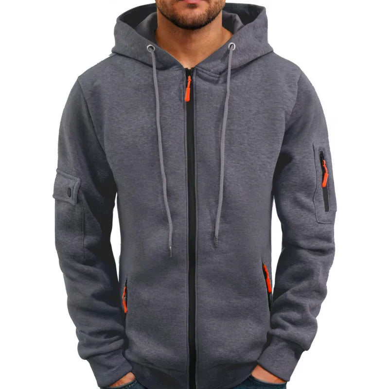 2024 novos homens zip up hoodies casual velo moletom meia cúpula completa zip moletom com capuz outono inverno hoodies roupas dos homens