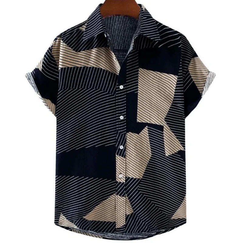 Patchwork xadrez 3d impresso camisa homem/mulher casual moda manga curta camisas botão lapela streetwear roupas unissex de grandes dimensões