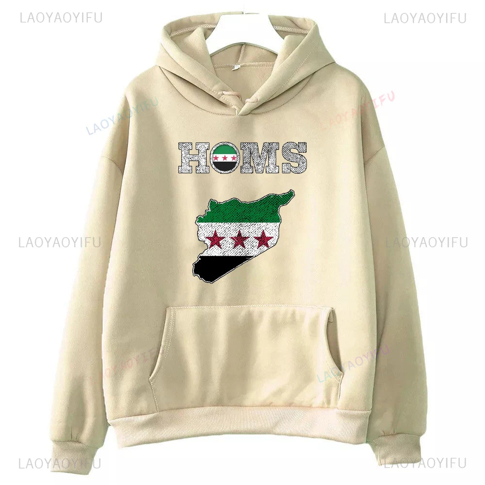 Damasco síria hoodies feminino harajuku pulôver estético outono inverno roupas pulôver moletom vintage manga longa