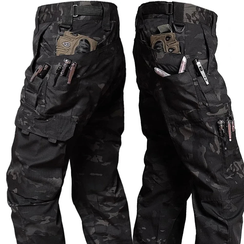 Calças táticas impermeáveis para homens, calças impermeáveis de combate, calça de bolso múltiplo, resistente ao desgaste, ao ar livre