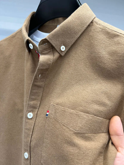 Novo 100% algodão camisa de manga comprida masculina designer marca primavera outono moda negócios confortável respirável topo roupas masculinas