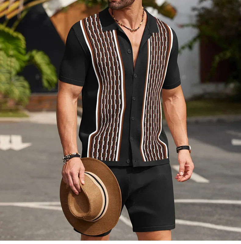 Conjunto de duas peças de seda gelo masculino manga curta, terno casual de negócios, roupa masculina, ginástica, alta qualidade, verão