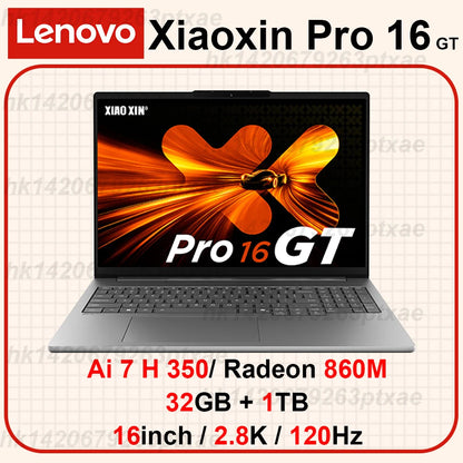 2025 Lenovo Xiaoxin Pro 16 GT Ai 7 H 350/Radeon 860M Ai9 H 365/Radeon 880M 32GB + 1TB 16 polegadas 2.8K OLED 120Hz