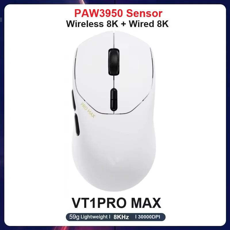 Rapoo vt3pro mouse para jogos sem fio 59g superleve 8khz taxa de pesquisa 26000 dpi paw3398 sensor óptico final longa vida útil da bateria