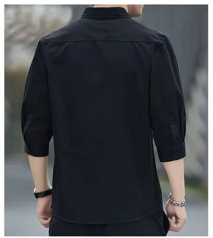 2025 camisa masculina casual estilo praia + camisa masculina verão roupas masculinas camisas de manga curta e topos cores sólidas