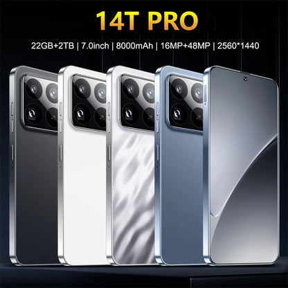 2025 novo 14t pro smartphone 5g 7.0hd cartão sim duplo 22g + 2tb telefone celular android telefones celulares desbloqueados versão global