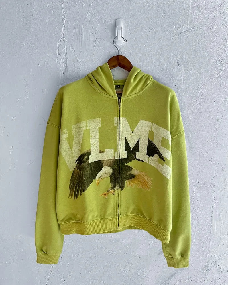 Y2k vintage moda animal impressão hoodie para homens e mulheres harajuku punk moletom rua hip hop tendência zíper jaqueta com capuz