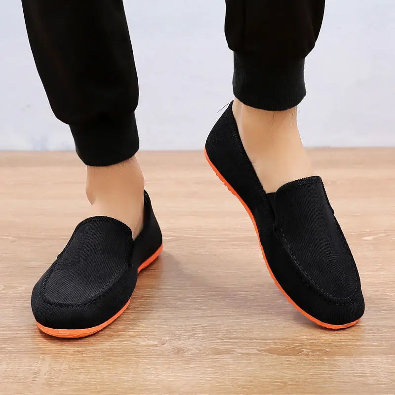 Mocassins de lona tamanho grande masculino, tênis planos simples, sapatos casuais masculinos, sapatos de caminhada, vintage, baratos