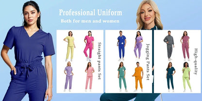 Unissex uniformes cirúrgicos clínicos beleza spa workwear mulher enfermeira médica esfrega conjunto dentista calças superiores terno de enfermagem de alta qualidade