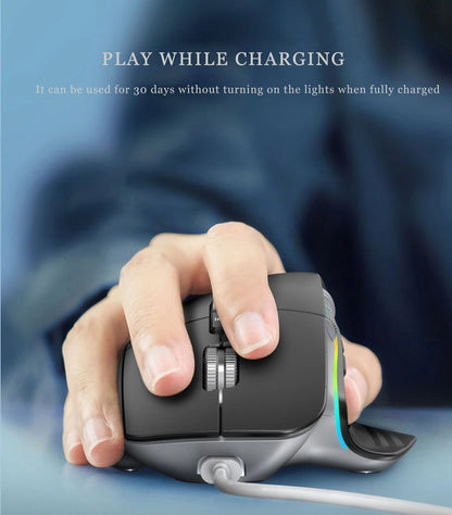 Ergonômico bluetooth 2.4g mouse tri-mode sem fio mouse para jogos USB-C rgb recarregável mause 5 dpi 9 botões para computador pc tablet