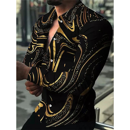 2024 camisa de manga longa masculina casual all-match moda rua camisa masculina lapela único breasted manga longa topo roupas masculinas