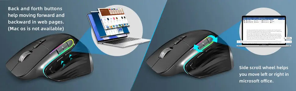 Ergonômico bluetooth 2.4g mouse tri-mode sem fio mouse para jogos USB-C rgb recarregável mause 5 dpi 9 botões para computador pc tablet