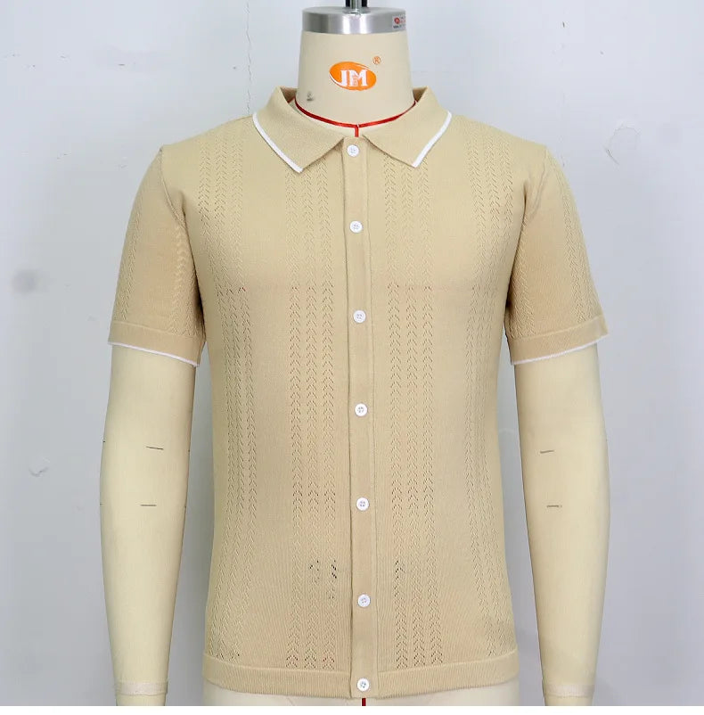 Conjunto de duas peças de seda gelo masculino manga curta, terno casual de negócios, roupa masculina, ginástica, alta qualidade, verão