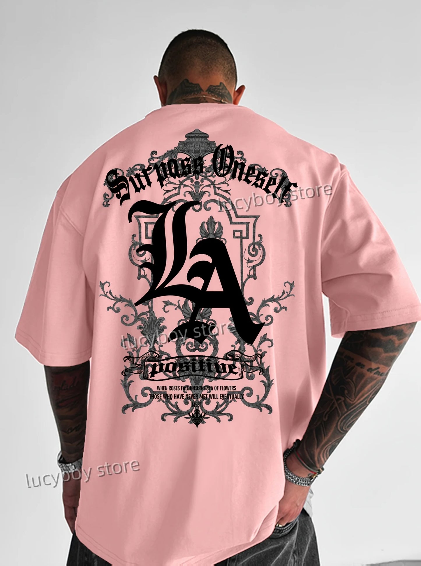 2025 verão masculino esportes solto confortável camiseta masculina carta la impressão masculina de manga curta topo diário rua masculino camiseta