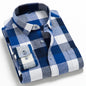 Moda masculina casual xadrez escovado camisa de manga longa, confortável 100% algodão botão para baixo fino ajuste grosso flanela camisas de outono