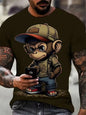 Hip hop macaco padrão impressão camisetas o-pescoço manga curta camiseta roupas de grife dos homens macaco impressão roupas masculinas designer camisetas