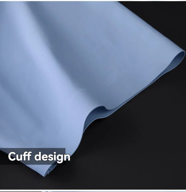 Nova alta qualidade de seda gelo negócios masculinos casual camisa de manga curta verão ultra-fino respirável esportes ao ar livre cor sólida topo