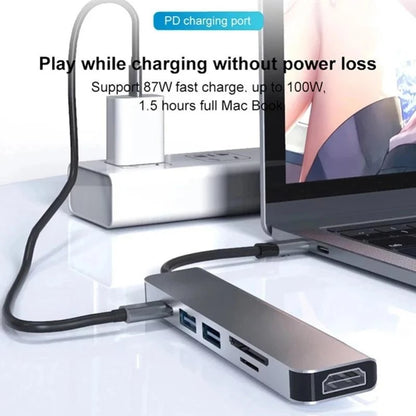 Usb 3.0 tipo-c hub para adaptador hdmi 4k 30hz sd tf cartão pd 87w divisor de carga rápida usb docking stations hub para macbook computar