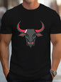 Camiseta masculina com estampa de caveira 3d, camiseta casual diária de verão para esportes fitness, camiseta de manga curta masculina da moda de rua