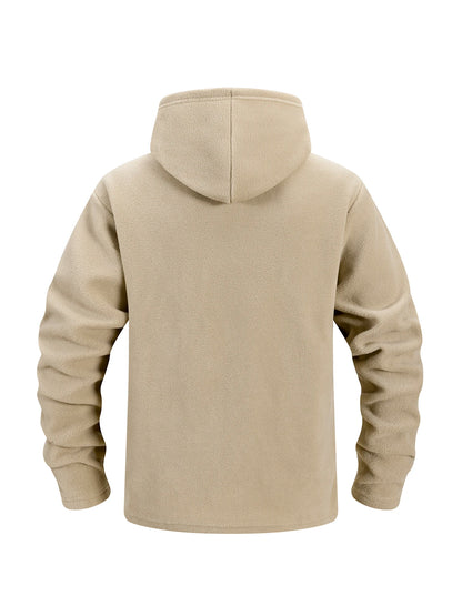 Jaqueta de lã masculina de caça de inverno casacos quentes polar ao ar livre jaqueta com capuz multi-bolso casual completo zip esporte caminhadas casaco S-XXXL