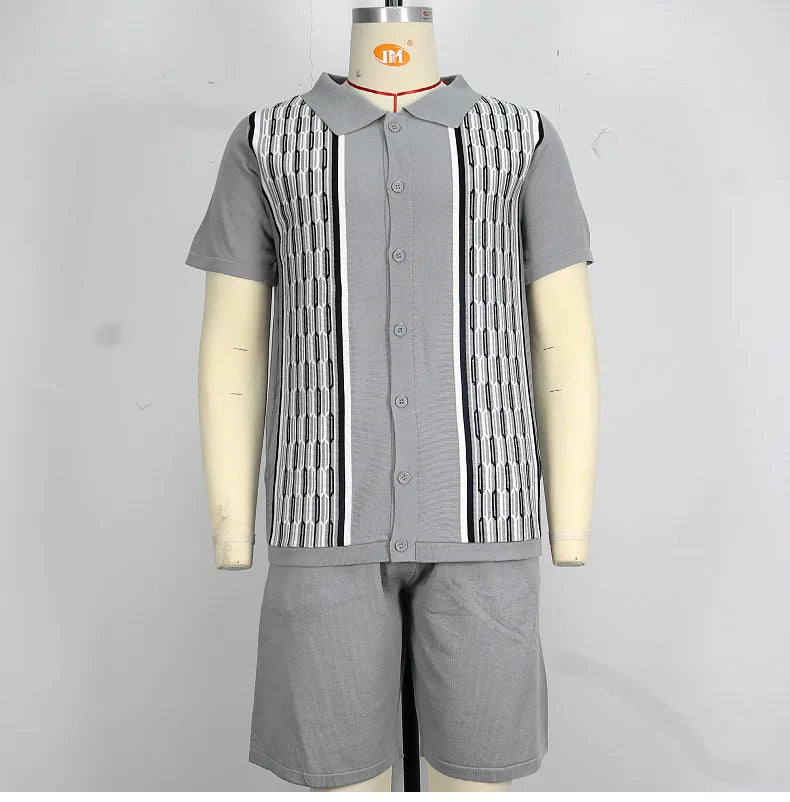 Conjunto de duas peças de seda gelo masculino manga curta, terno casual de negócios, roupa masculina, ginástica, alta qualidade, verão
