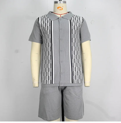 Conjunto de duas peças de seda gelo masculino manga curta, terno casual de negócios, roupa masculina, ginástica, alta qualidade, verão
