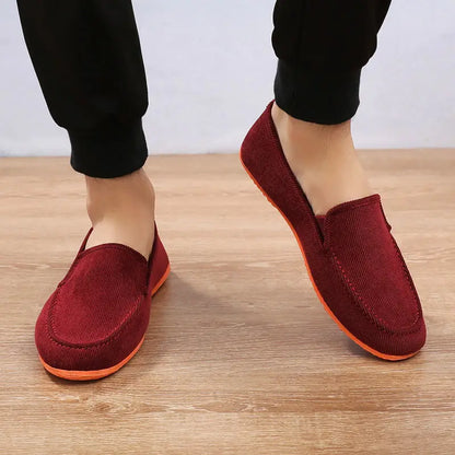 Mocassins de lona tamanho grande masculino, tênis planos simples, sapatos casuais masculinos, sapatos de caminhada, vintage, baratos