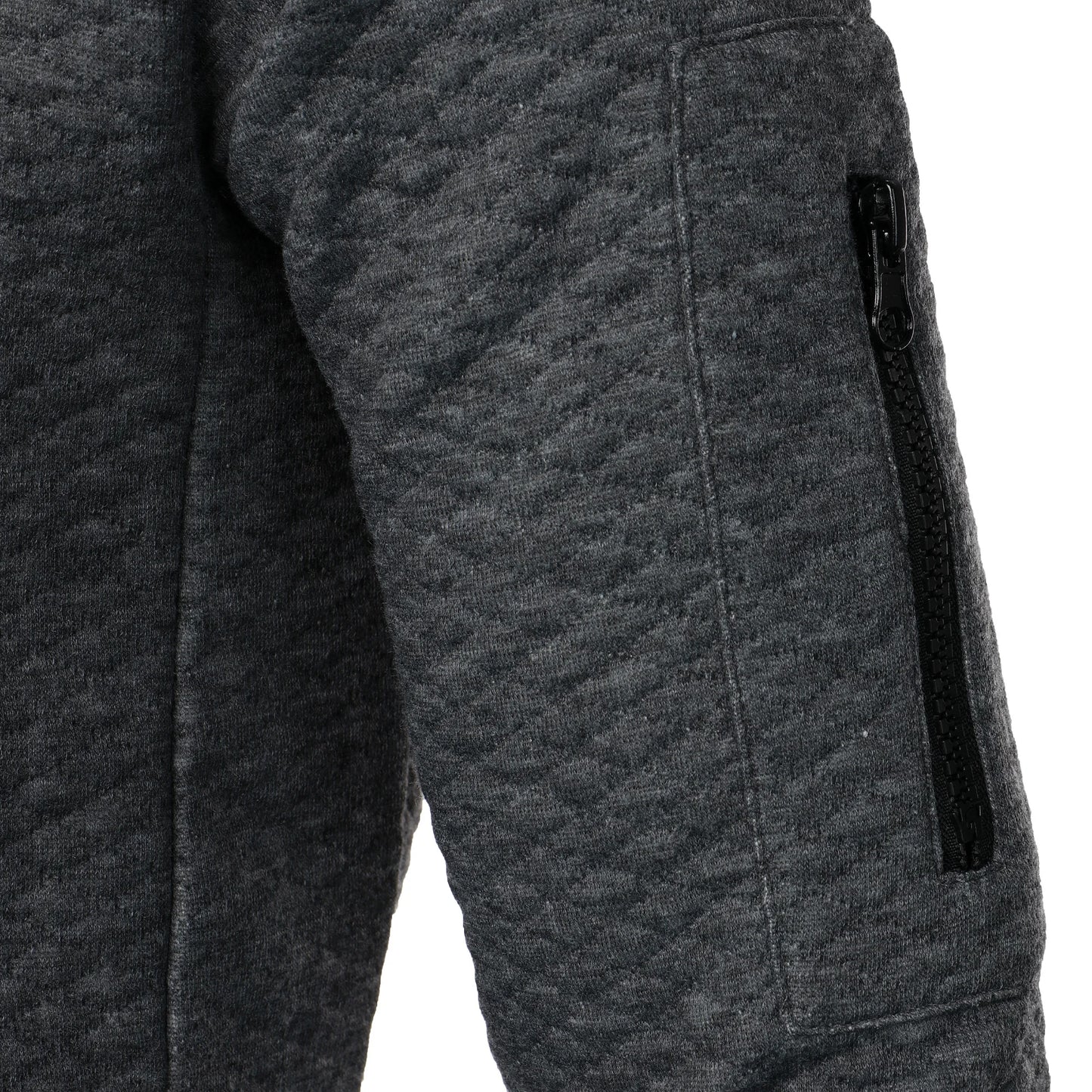 Top masculino com zíper waffle, gola stand, capuz casual, outono e inverno