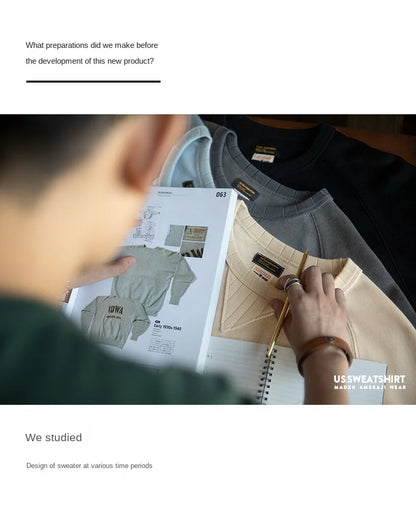 Maden-Hoodies grandes vintage masculino, moletom solto de algodão, monocromático, espesso, moletons quentes, casual, tricô, roupas masculinas