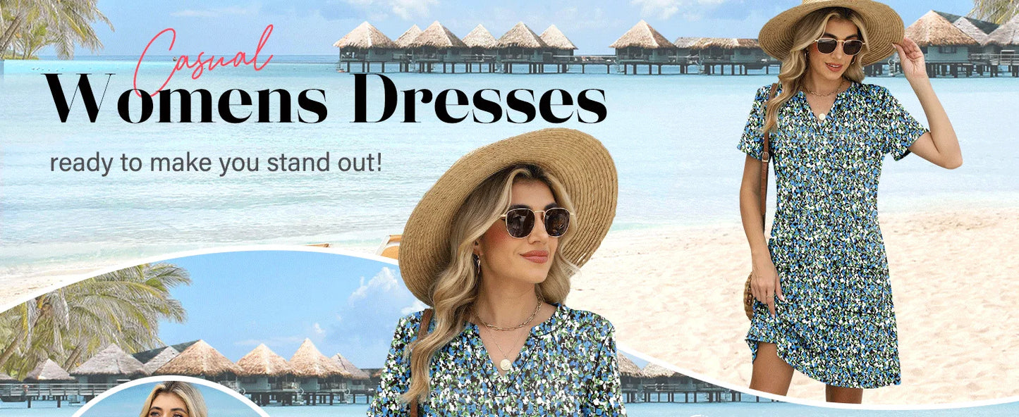 Vestidos de moda para mulheres 2025 casual verão com decote em v vestido de convidado de casamento manga curta moda praia férias roupas