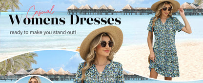 Vestidos de moda para mulheres 2025 casual verão com decote em v vestido de convidado de casamento manga curta moda praia férias roupas