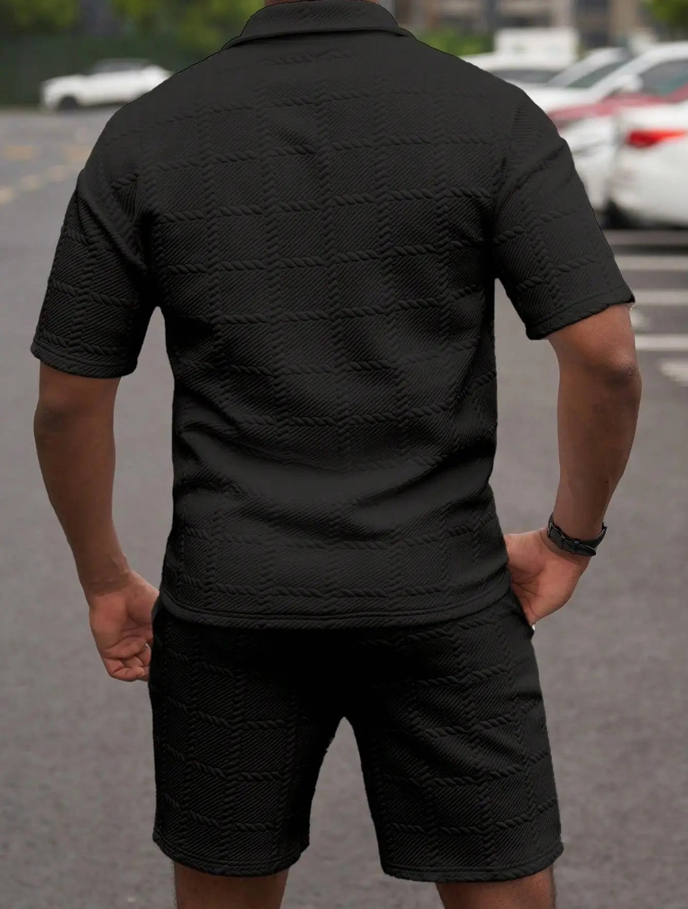 2025 verão nova tendência da moda cor sólida confortável moda leve casual masculino terno de manga curta para homem