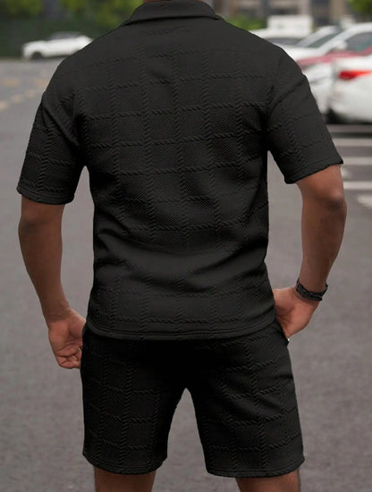 2025 verão nova tendência da moda cor sólida confortável moda leve casual masculino terno de manga curta para homem