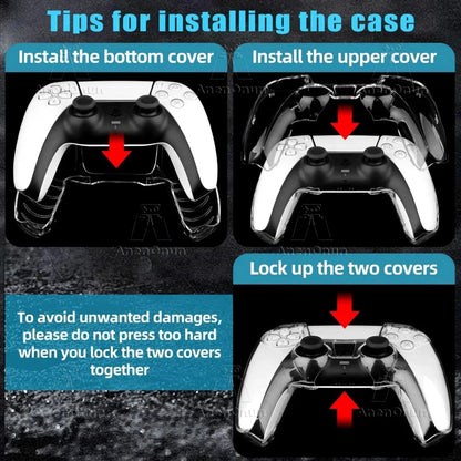 Capa protetora para controle de ps5, ajuste completo, anti-queda, anti-arranhões, antiderrapante, transparente, casca dura, ultra clara, capa para gamepad