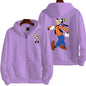 Goofy masculino impressão dos desenhos animados hoodie primavera outono feminino moletom de grandes dimensões com zíper novo casal rua moda casaco