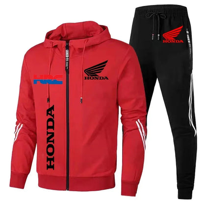 H novo agasalho honda roupas masculinas honda hrc logotipo impressão ternos de suor zip hoodies + calças 2 peça define masculino honda hrc roupas esportivas