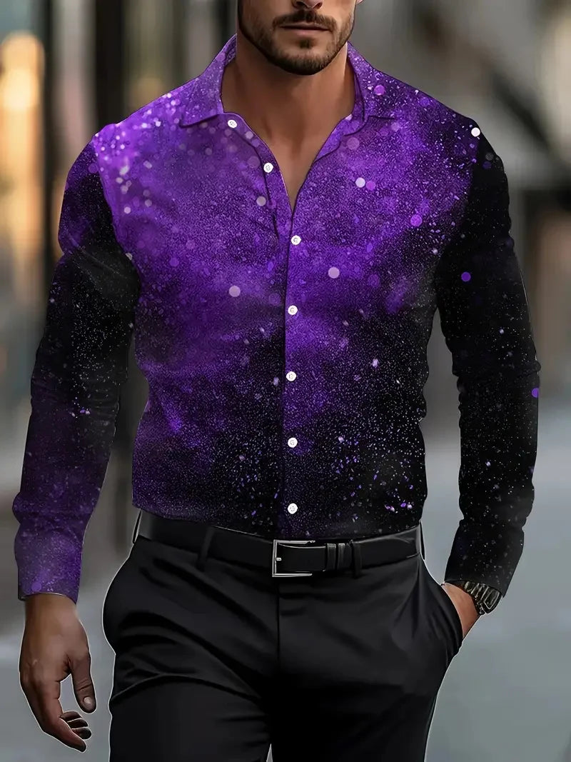 Nova camisa de manga longa masculina flip-over única fivela design lobo camisa diária moda tendência nova coleção