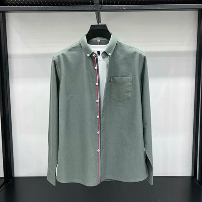 Novo 100% algodão camisa de manga comprida masculina designer marca primavera outono moda negócios confortável respirável topo roupas masculinas