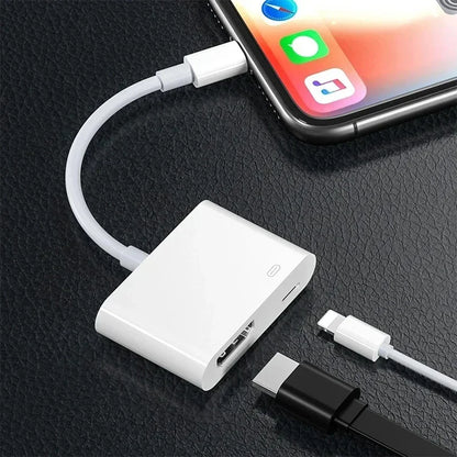 Para apple iphone relâmpago para adaptador av digital para iphone 14 pro 13 12 11 hdmi projetor sincronização conversor de tela com carregamento f