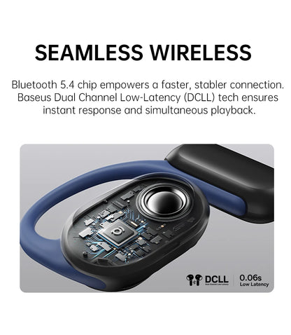 Baseus Bowie MF1/Eli 15i Fit Open-Ear Sport Fones de ouvido sem fio Bluetooth 5.4 Ganchos para os ouvidos Big Bass Sport Fones de ouvido 60 horas de reprodução