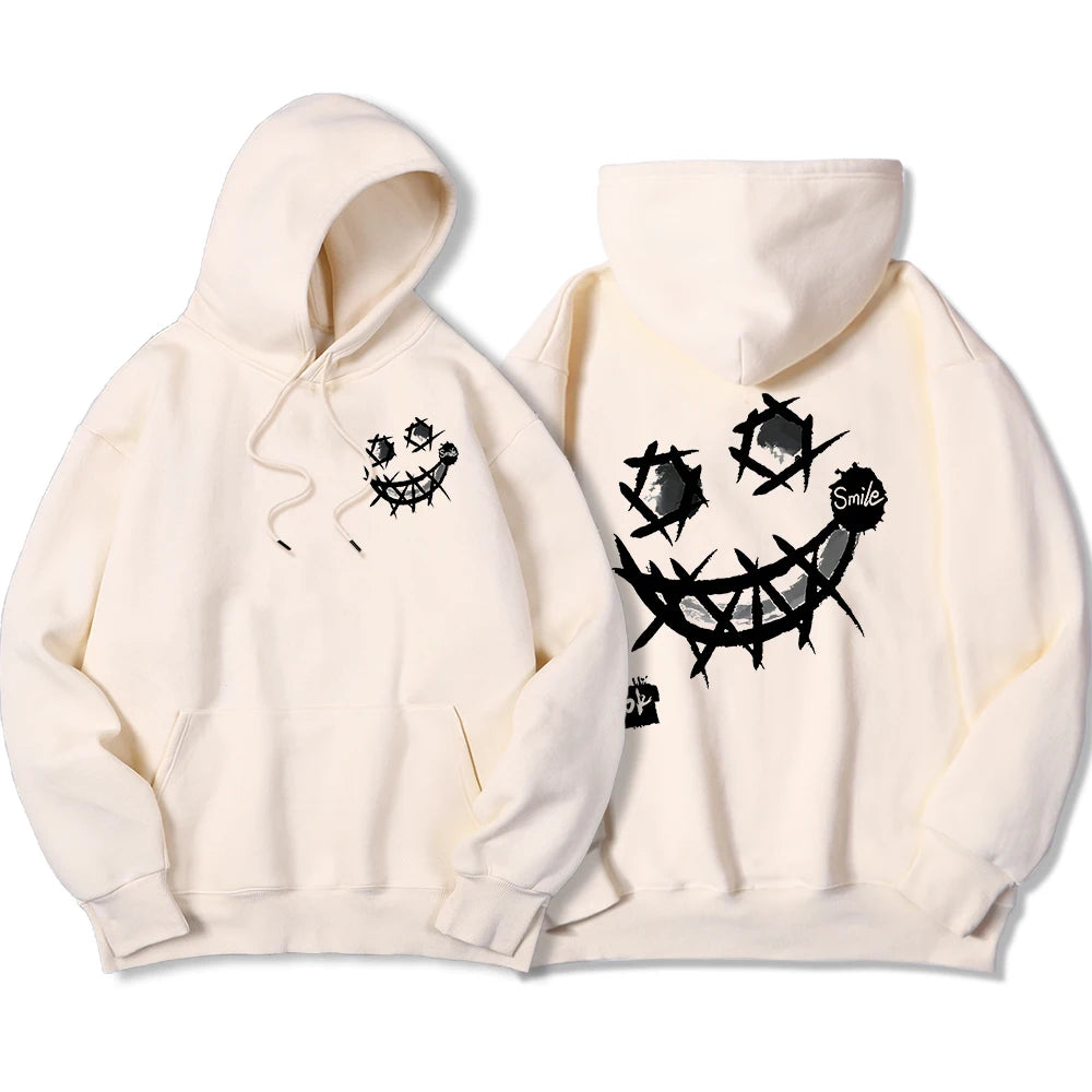 Por favor, sorriso, ok padrões interessantes moletom masculino harajuku moda com capuz quente casual hoodies outono oversize topos