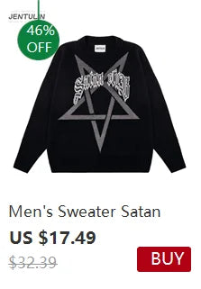 Camiseta gráfica estampada do Satan Club dos homens, roupas Hip Hop, tops de manga comprida, streetwear gótico, Harajuku, Y2K, Hip Hop, 2 peças