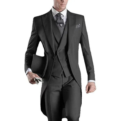 Latest Formal Wedding Men Suits Long Blazer 3 Piece Groom Tuxedo Classic Prom Party Male Suit Fashion Set Jacket with Pants Vest