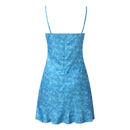 Feminino sexy casual casa pequeno floral camisola vestido verão saia confortável