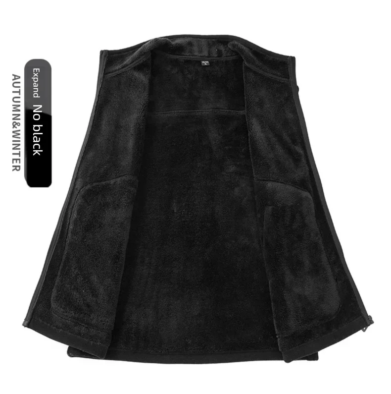 Colete de lã de tamanho grande para homens no outono e inverno engrossado com colete de lã com gola alta e pele de carneiro para aquecer