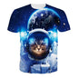 Verão 3d impressão gatos engraçados t camisa masculina galáxia gato gráfico manga curta personalidade casual o-pescoço rua em torno do pescoço camisetas roupas