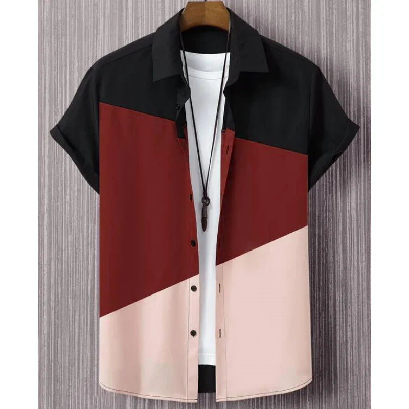 Patchwork xadrez 3d impresso camisa homem/mulher casual moda manga curta camisas botão lapela streetwear roupas unissex de grandes dimensões